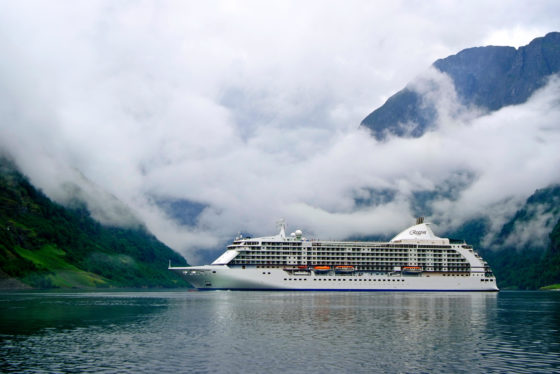 Cruiser Regent in Norwegian fjord, village Gudvangen.