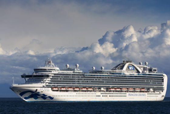 Princess Cruises Big White Luxury Cruise Ship Sailing in Strait of Juan De Fuca
